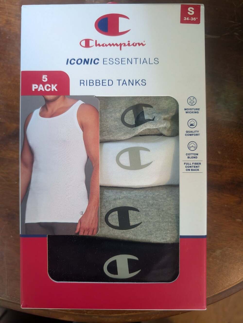 Champion Iconic Essentials Ribbed Tanks Size S 5-Pack